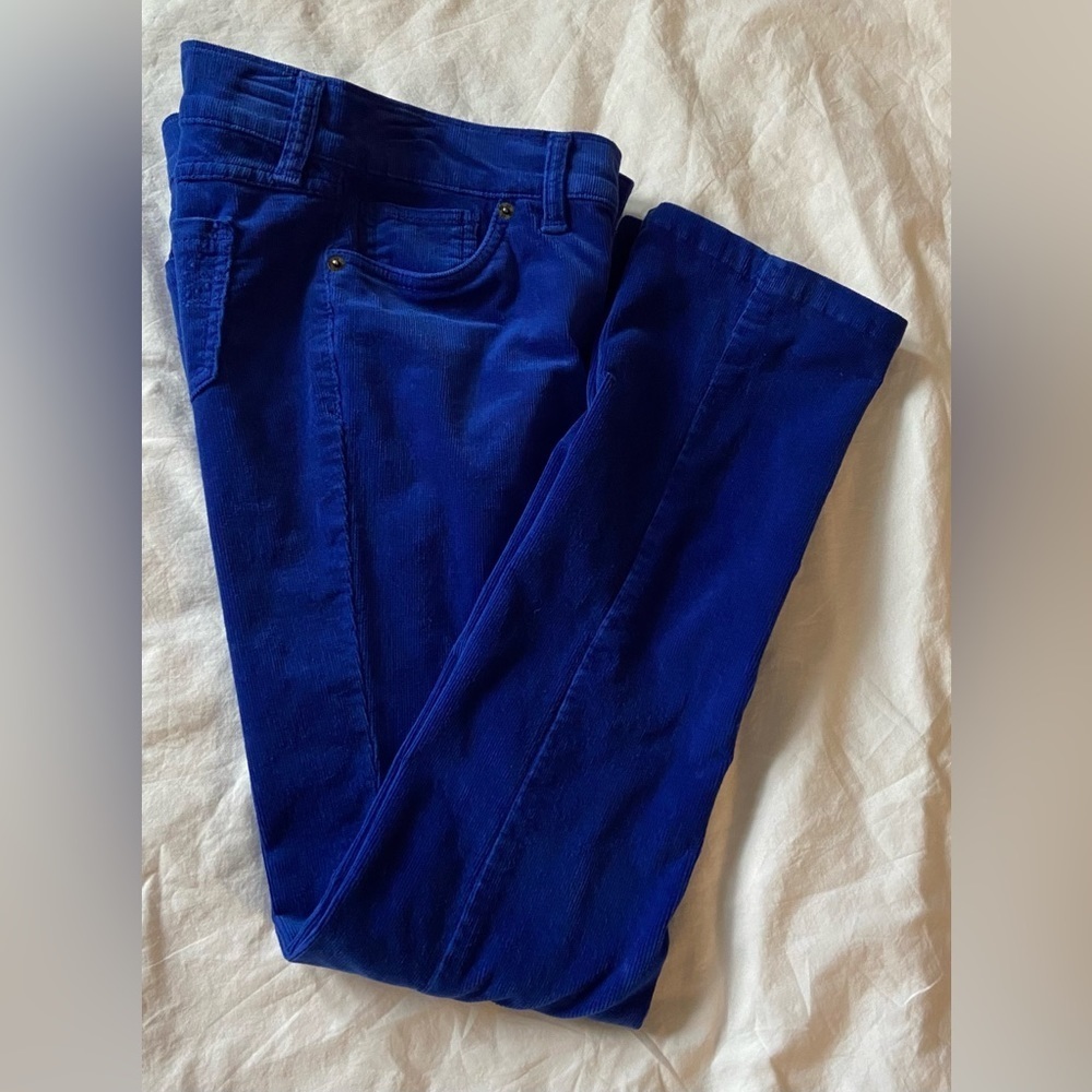 NWOT Juniors So Sz-1 Corduroy Pants- Eye Catching Bright Royal Blue, Mid-Rise,🎄 - Picture 10 of 16